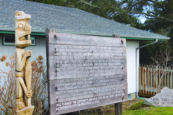Angelo Bruscas photo/A history of Ocean Shores greets vistors in the yard of the Coastal Interpretive Center.