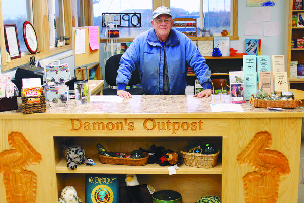 Angelo Bruscas photo/Ocean Shores woodworker Dennis Hogan did all the new additions to Damon's Outpost book and gift shop and the entrance to the Coastal Interpretive Center.