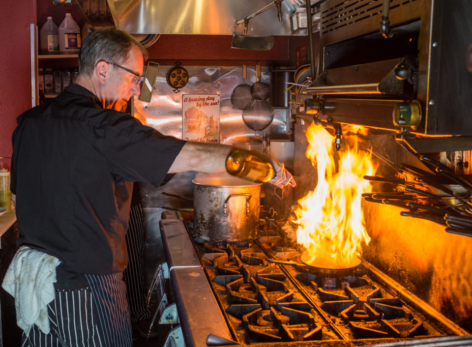 Chef Michael Lalewicz shows his flair in The Depot’s intimate kitchen.